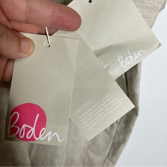 Boden linen cotton Blend shorts paperbag waist 9” tan new with tags women’s 16 - Picture 3 of 8